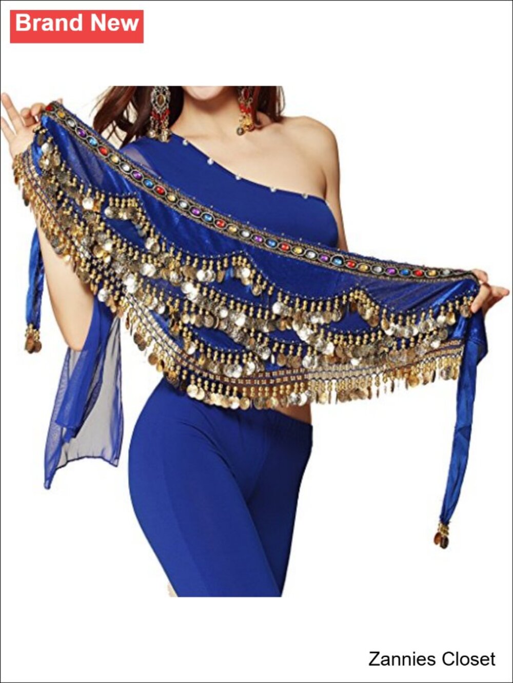✨ Velvet Belly Dance Hip Scarf Wrap Skirt with Gold Coins